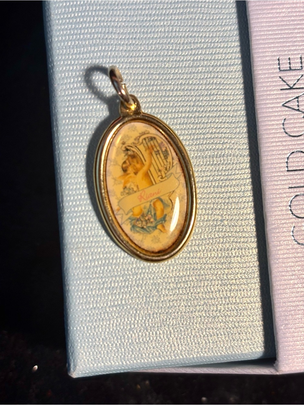 Riani Gold Oval Guardian Angel Pendant - Yellow Accent